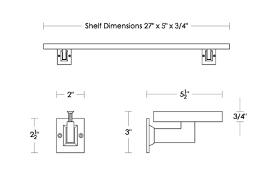 Metropolitan 27 inch Glass Shelf